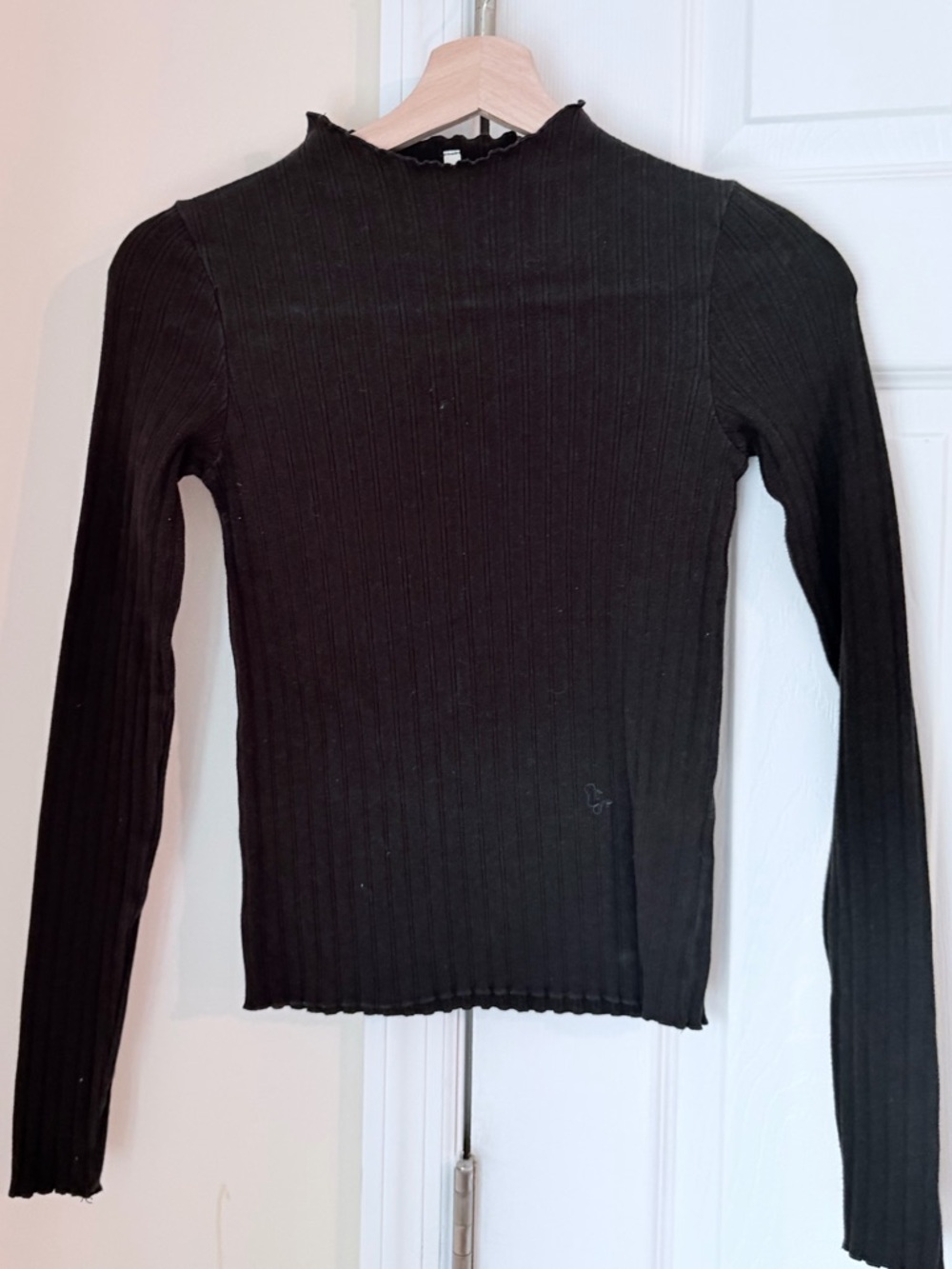 Rylee + Cru Black Ribbed Mock Neck Long-Sleeve Top